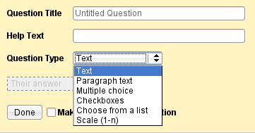 Supported question types in Google Forms
